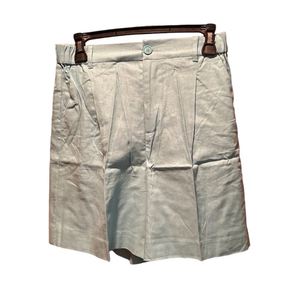 Open Edit Linen Blend Bermuda Shorts in Teal Short Small NWT